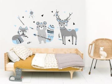 Наклейка на стену МЕДВЕДЬ ЛИСА СОВА ОЛЕНЬ Индийский XXL