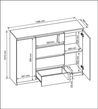 СОВРЕМЕННЫЙ ШКАФ 2D4S 140 СМ БЕЛАЯ ГОСТИНАЯ