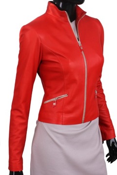 Červená dámska kožená bunda z prírodnej kože DORJAN OLA461 L