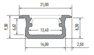 PROFIL ALUMINIOWY B SREBRNY 1M DO TAŚM LED