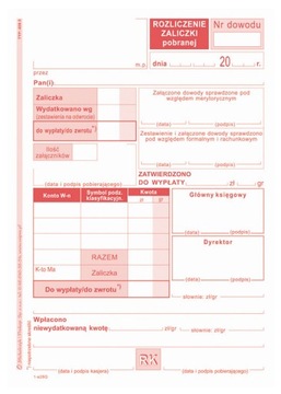 409-5 Rozliczanie Zaliczki Dwustronny Druk A6 40K