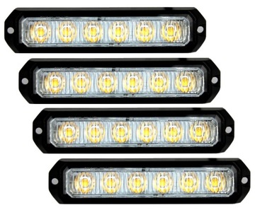 4x LAMPA OSTRZEGAWCZA 6 LED STROBOSKOP 12/24V CE