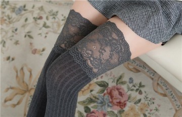 ЧУЛКИ НОСКИ НАД КОЛЕНО Серый Белый Розовый