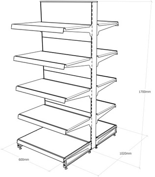 MAGO SHOP ПОЛКА, металлическая гондола 170/60/102