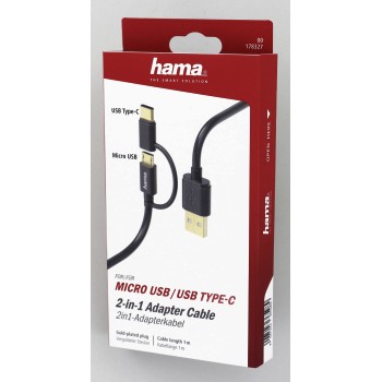 «2в1» USB-microUSB/Type-C 1 м / HAMA