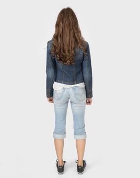 Cienkie Krótkie Spodnie Spodenki Jeans Damskie Rybaczki Strecz 005B r 72 cm