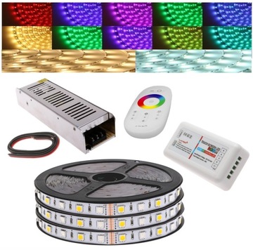 ZESTAW 15m Taśma LED RGBW RGB + BIAŁY Ciepły Zimny