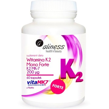 Aliness Witamina K2 MK-7 200 FORTE MK7 z natto 60kapsułek