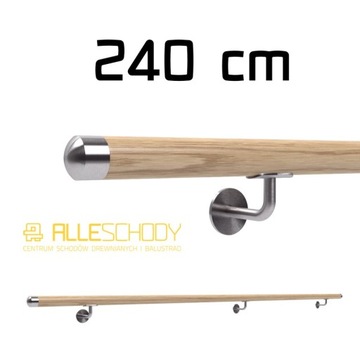 Poręcz ścienna drewniana fi42 240cm dębowa lakier