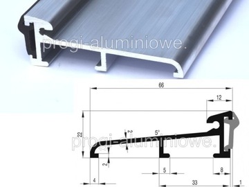 Próg aluminiowy z uszczelką 140 cm n66 66x22 drzwi