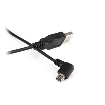 Угловой USB-кабель MicroUSB, пружинная спираль, 1М