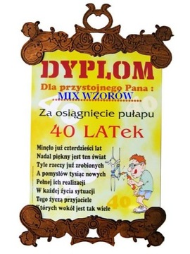 DYPLOM NA 18 20 30 40 50 60 70 80 PREZENT URODZINY