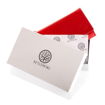 DÁMSKA PEŇAŽENKA KOŽENÁ Betlewski červená veľká RFID v darčekovej krabičke