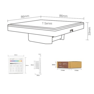 ПАНЕЛЬ ДИСТАНЦИОННОГО УПРАВЛЕНИЯ MILIGHT T3 С 4 ЗОННЫМИ СВЕТОДИОДАМИ RGB/RGBW