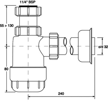 Сифон для умывальника McAlpine HC2 низкий