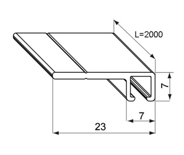 Щеточный монтажный профиль под углом 90° L-2м F500