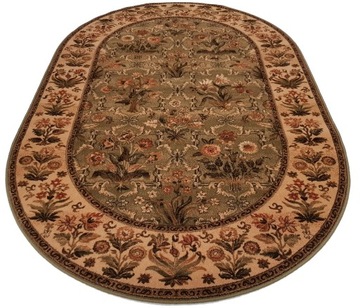 Dywan wełniany ISFAHAN OLANDIA 140x190 oliwka owal owalny 100% wełna zieleń