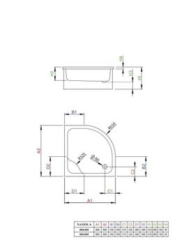 NAXOS A 80x80 Полукруглый душевой поддон Radaway