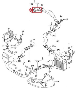 ТРУБКА ТУРБО, КОЛЕНО ИНТЕРКУЛЕРА, AUDI A4 B7 2.0 TDI