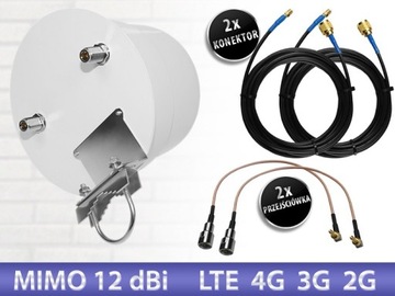 Mocna dookólna antena LTE 2x12dBi 5m kabla SMA CRC9 TS9 TWIX