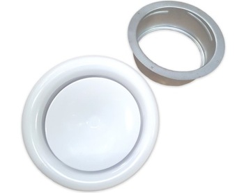 ANEMOSTAT wentylacyjny nawiewny metalowy okrągły biały kratka 100 mm +RAMKA