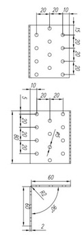 КМ5 РАЗЪЕМ МОНТАЖНЫЙ УГЛОВОЙ 60x60x80 10 шт.