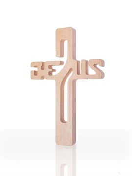 Krzyż drewniany jasny brąz - Jezus 25,5 cm JB 10