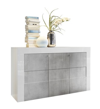 Easy włoska komoda biała lakier wysoki połysk + beton mat Beauty