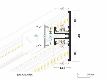 Profil aluminiowy anodowany BACK10 do taśma led