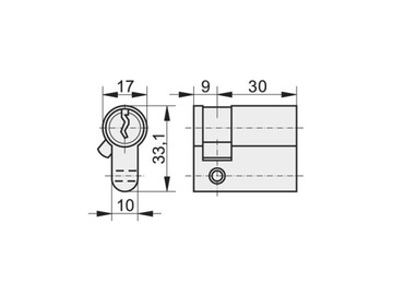 ВСТАВКА ОДНОСТОРОННЯЯ ДЛЯ ЗАМКА KASTEL GRAM LOCK 30X9