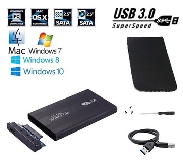 OBUDOWA DYSKU 2,5 HDD SSD USB 3.0 SATA KABEL ETUI