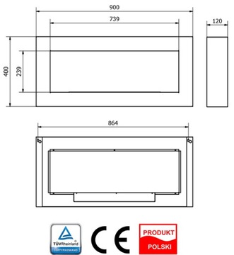 БИОКАМИН WHITE BOX 90x40 900x400 Сейф