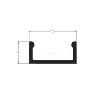 Поверхностный светодиодный профиль 15 х 7 мм, анодированный
