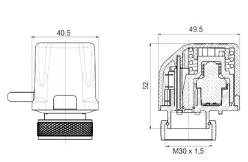 Термопривод NC M30x1,5 230 Ватт напольный; +ключ