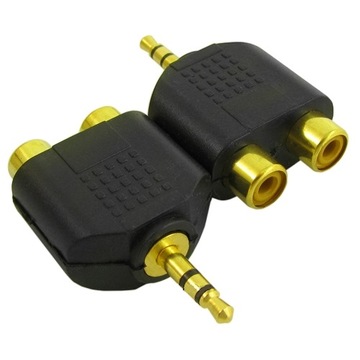 2x Przejściówka Rozgałęźnik Mały Jack 3,5mm Stereo / 2xRCA Cinch 24K