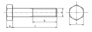 Винты M16x65 с шестигранной головкой 10,9 черные DIN 931 1 шт.