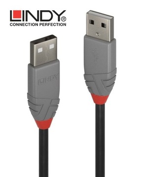 Kabel USB 2.0 typ A-A męski Lindy 36695 5m Anthra