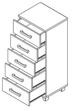 УЗКИЙ КОМОД С 5 ящиками МЕБЕЛЬНАЯ система 4 цвета М23