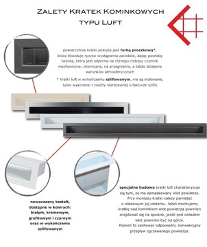 Kratka kominkowa, luft 60mm x 800mm czarna