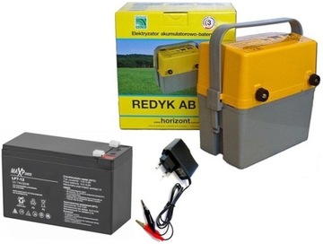 PASTUCH ELEKTRYZATOR UNIWERSALNY REDYK AB200 + AKUMUKLATOR 7AH+ŁADOWARKA