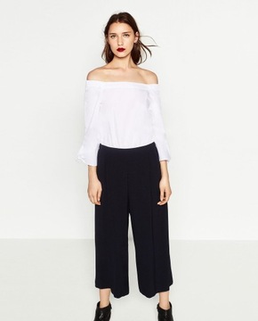 ZARA - czarno biały kombinezon off shoulder - M