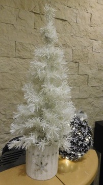 Choinka świąteczna biała w donicy cyrkonie 75 cm