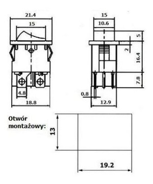 Переключатель с подсветкой 12В 3pin/2pos, красный 93A