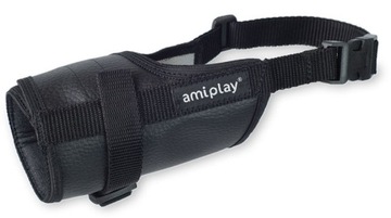 AmiPlay Kaganiec dla psa typu tuba EKOSKÓRA - S - obwód 16-20cm - czarny