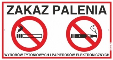 ZAKAZ PALENIA PAPIEROSÓW ELEKTRONICZNYCH i WYR.TYT