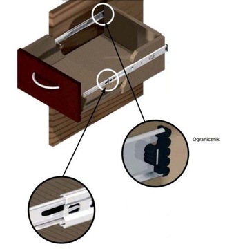 Шариковая направляющая для ящиков L-600/35, полного выдвижения