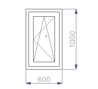 ОКНО ПВХ 600 x 1000 RU 1 x АНТРАЦИТ НАРУЖНОЕ