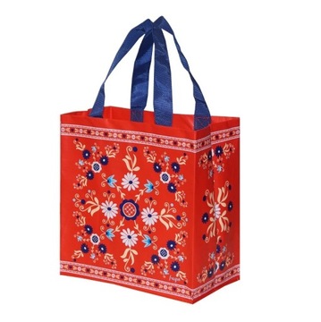 Torba na zakupy MINI kolorowa folki czerwona eko