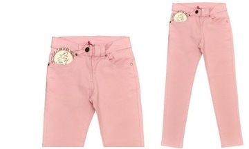 Pink Tiger spodnie rurki jeans stretch róż 110/116