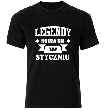 Koszulka męska czarna LEGENDY RODZĄ SIĘ W STYCZNIU